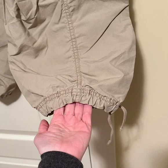 Light Taupe Cargo Capris with Drawstring Hem - Picture 10 of 11